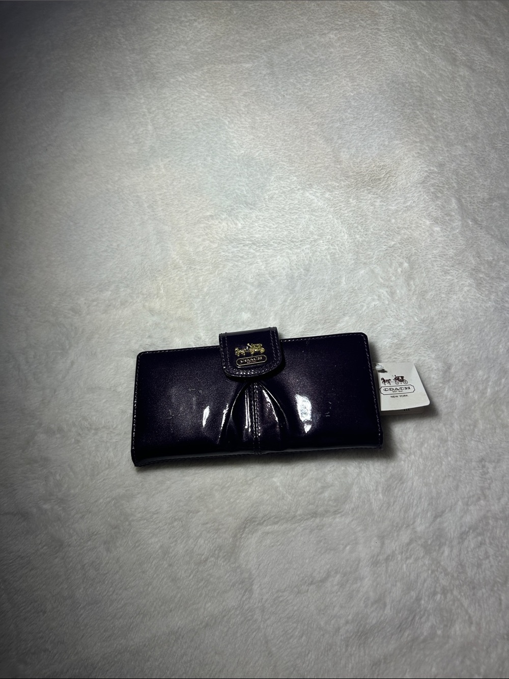 Coach Purple Patent Leather Wallet with Gold Logo